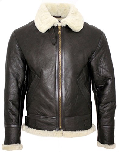 Men's Cream B3 Shearling Sheepskin Aviator Bomber Jacket