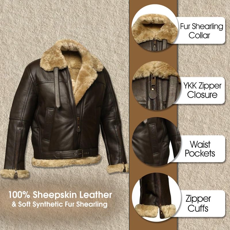 WWII RAF B3 Aviator Bomber Leather Jacket - Men's