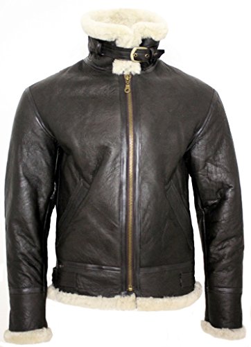 Men's Cream B3 Shearling Sheepskin Aviator Bomber Jacket