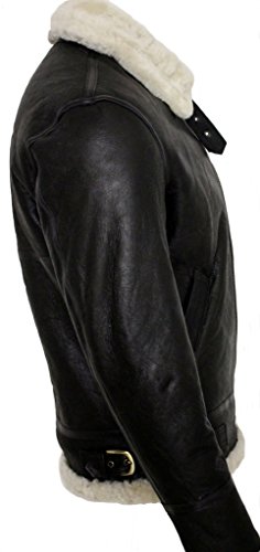 Men's Cream B3 Shearling Sheepskin Aviator Bomber Jacket