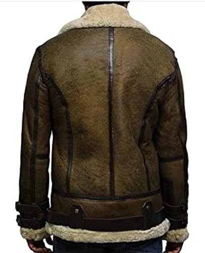 Mens RAF Shearling Sheepskin B3 Aviator Leather Jacket