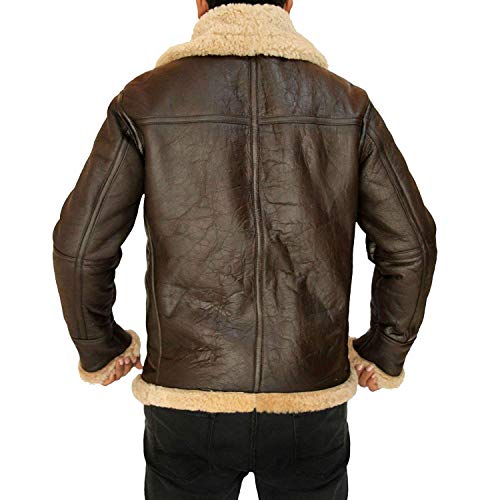Raf Brown Military Shearling Pilot Bomber Jacket - Size Medium