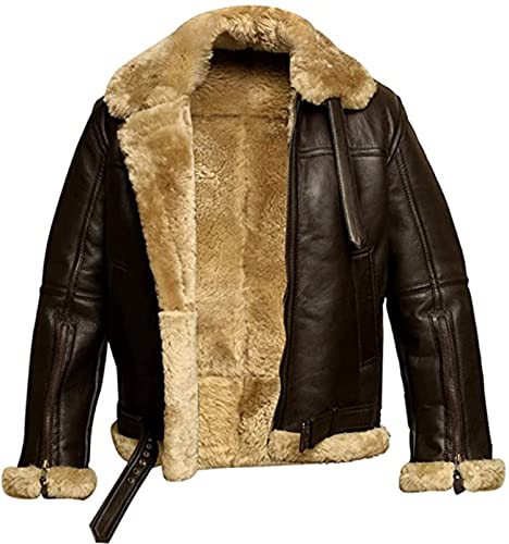 WW2 Aviator Leather Jacket - Cream Shearling Sheepskin