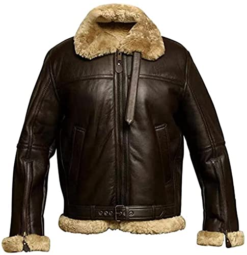 WW2 Aviator Leather Jacket - Cream Shearling Sheepskin