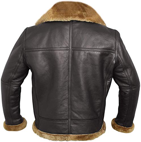 WWII RAF Aviator Sheepskin Leather Bomber Jacket (Brown, m)
