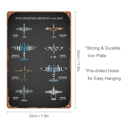 RAF WW2 Fighter Aircraft Vintage Metal Tin Sign