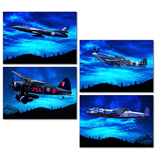 Aviation History Wall Art Set: WW2 RAF Airplanes