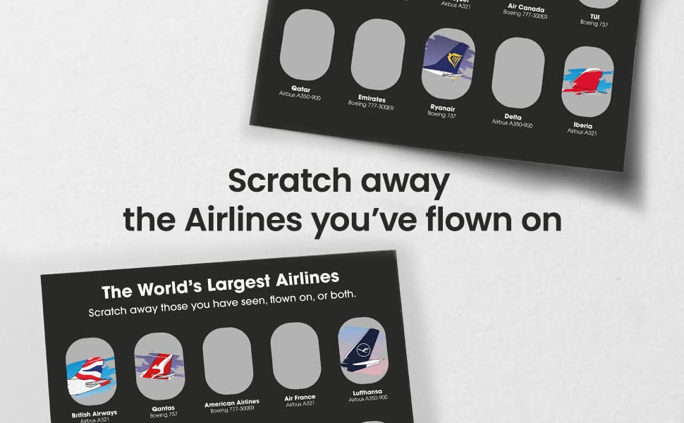 Aviation Scratch Poster with 20 Airlines - A3 Size