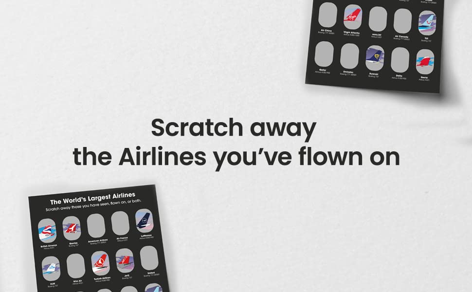 Aviation Scratch Poster with 20 Airlines - A3 Size