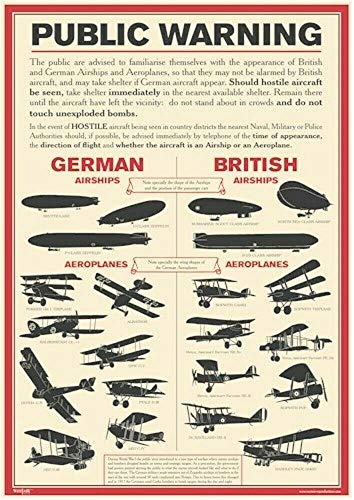 WW1 Public Warning Aircraft Identification Poster - A3