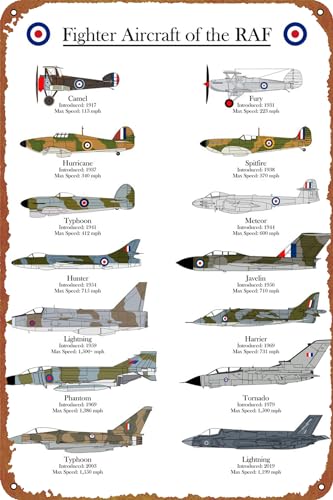 Vintage RAF Fighter Aircraft Metal Tin Sign Aviation Decor