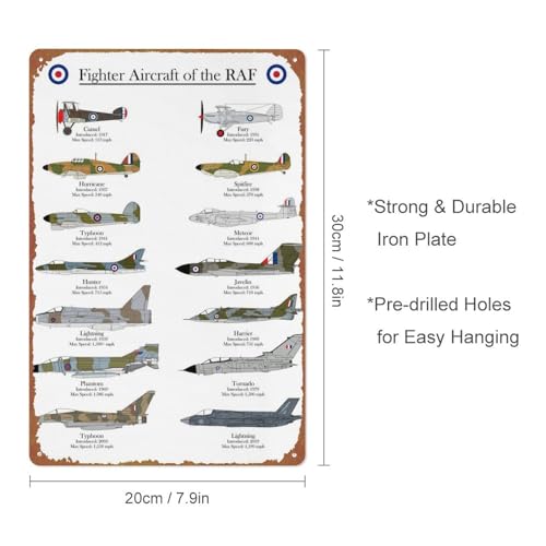 Vintage RAF Fighter Aircraft Metal Tin Sign Aviation Decor