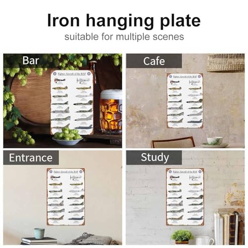 Vintage RAF Fighter Aircraft Metal Tin Sign Aviation Decor