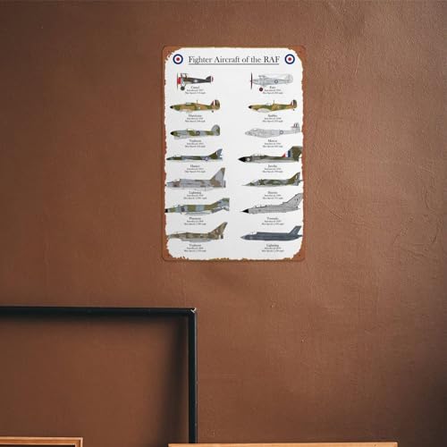 Vintage RAF Fighter Aircraft Metal Tin Sign Aviation Decor