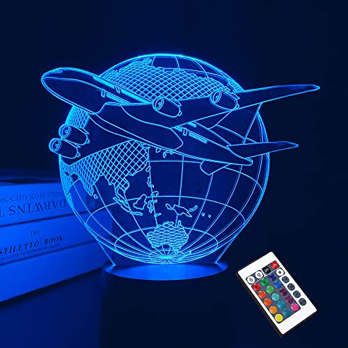 Aviation Theme 3D LED Earth Table Lamp