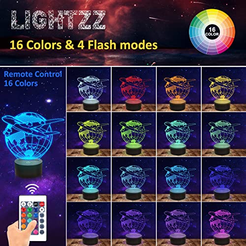 Aviation Theme 3D LED Earth Table Lamp