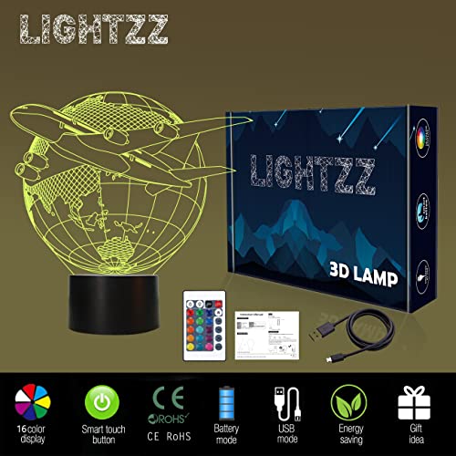 Aviation Theme 3D LED Earth Table Lamp