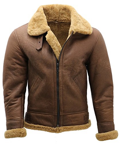 Brown B3 Shearling Aviator Bomber Jacket - Men's XL