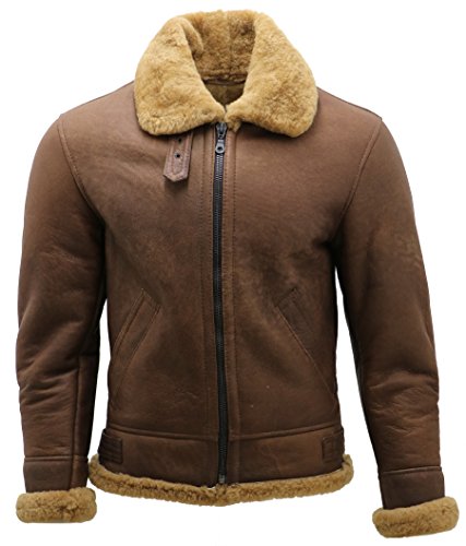 Brown B3 Shearling Aviator Bomber Jacket - Men's XL
