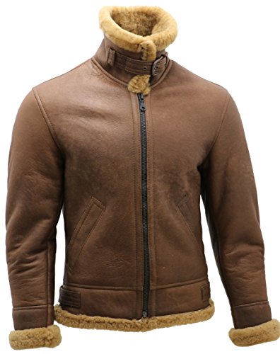 Brown B3 Shearling Aviator Bomber Jacket - Men's XL