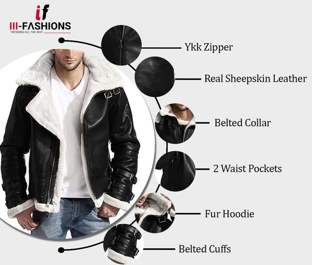 Men's B3 White Fur Shearling Aviator Jacket