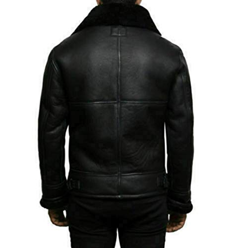Men's Aviator B3 Leather Bomber Jacket with Shearling Coat