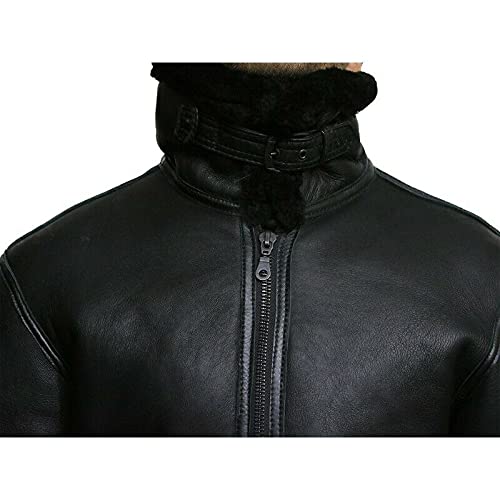 Men's Aviator B3 Leather Bomber Jacket with Shearling Coat