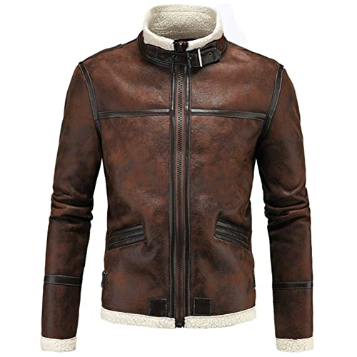 Aviation-inspired Men's Thicken PU Leather Jacket