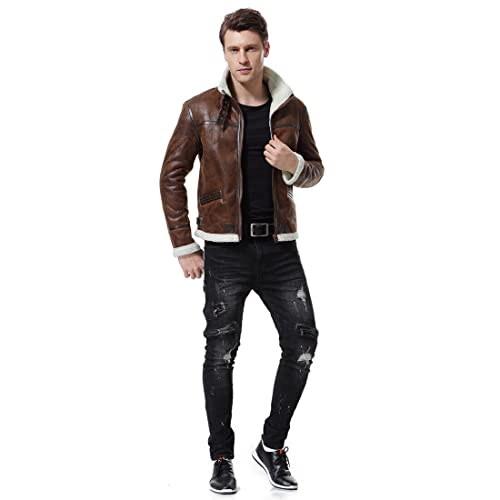 Aviation-inspired Men's Thicken PU Leather Jacket