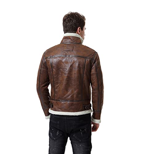 Aviation-inspired Men's Thicken PU Leather Jacket