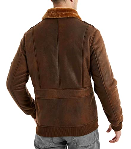 Aviator Pilot Leather Jacket with Fur Collar