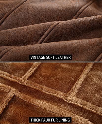 Aviator Pilot Leather Jacket with Fur Collar