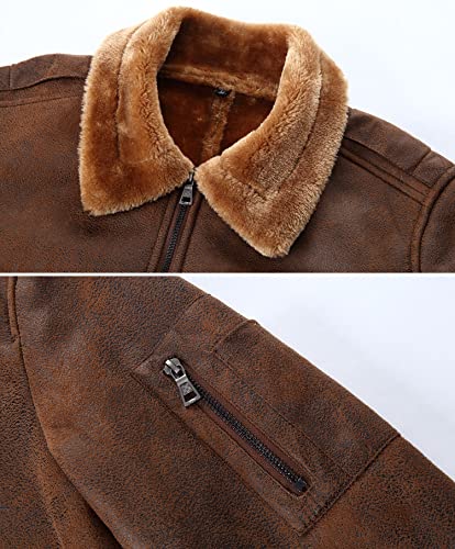 Aviator Pilot Leather Jacket with Fur Collar