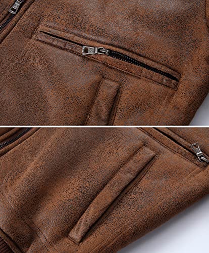 Aviator Pilot Leather Jacket with Fur Collar