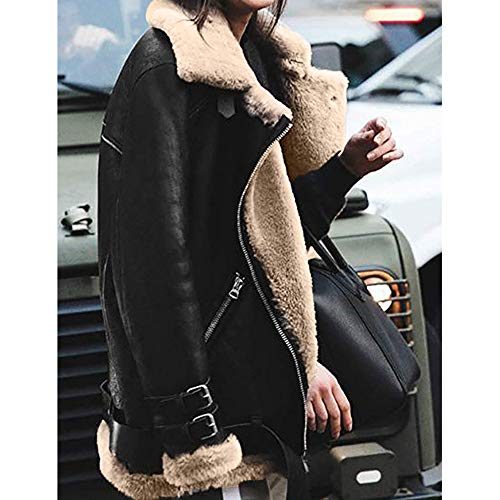 Women's Retro Aviator Flight Jacket, Punk Leather Biker