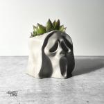 Ghost Face Scream Concrete Planter - Desk Planter