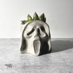 Ghost Face Scream Concrete Planter - Desk Planter