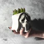 Ghost Face Scream Concrete Planter - Desk Planter