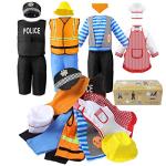 11-pc Dress Up Set for Kids - Pirate, Chef, Construction Worker, Policeman