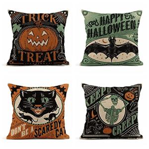 Vintage Halloween Square Cushion Covers Set