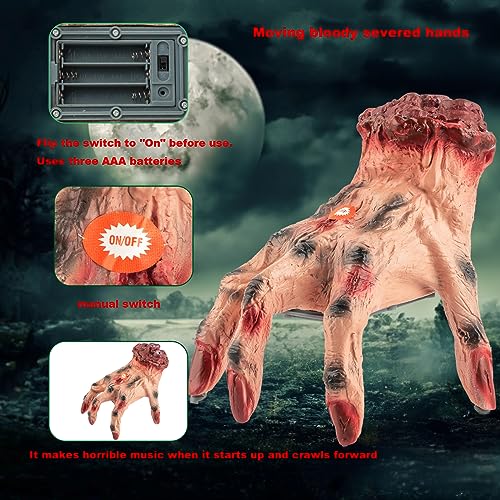 Zombie Crawling Hand Decorations with Scary Sounds