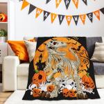 Dinosaur Skeleton Halloween Fleece Blanket - Cozy Throw