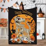 Dinosaur Skeleton Halloween Fleece Blanket - Cozy Throw