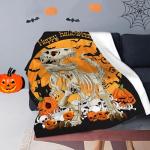 Dinosaur Skeleton Halloween Fleece Blanket - Cozy Throw