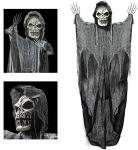 6FT Hanging Skull Grim Reaper Halloween Decor - Life Size Skeleton, Animated Props