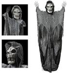 6FT Hanging Skull Grim Reaper Halloween Decor - Life Size Skeleton, Animated Props