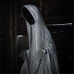 Faceless Spectre Animated Halloween Prop with Light-Up Eyes