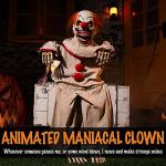 Scary Clown Animatronic with Light Up Eyes & Motion