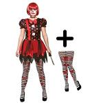 Horror Clown Ladies Fancy Dress Halloween Costume (Size Medium)