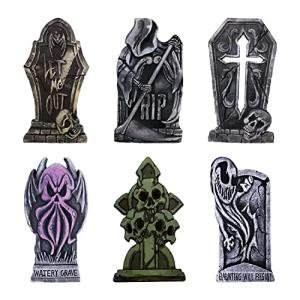 Set of 6 Graveyard Tombstone Yard Signs for Halloween